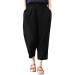 Lovely Nursling Linen Pants for Women Cotton Linen Pants Elastic Waist Drawstring High Rise Casual Loose Trousers Pants C3-a-black X-Large