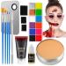 SFX Special Effect Makeup Kit Supplies, DELANCI Professional Halloween Makeup Kit-14pcs with Scar Wax, Coagulated Blood,Brushes,Face Body Paint Oil,Tipple Sponges,Spatula,Fixing Pallet 13pcs
