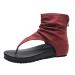 Creev flat sandals for women vintage flip-flop shoes summer casual non-slip gladiator ankle strap sandals with zipper sandals brown 35 (gray 41 EU) red 35 EU