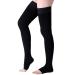 Thigh high compression stockings 23-32mmhg closed toe firmly graduated support compression socks for varicose veins edge flight running fly pregnancy travel black xx large