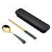 Portable Spoon Two-Piece Spoon Chopsticks Set Stainless Steel Tableware Plastic Box Tableware Spoon Chopsticks Set Green