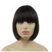 Lydell 8 Straight Short Bob Hair Flat Bangs Cute Central Dot Skin Top Heat Resistant Synthetic Wigs (Chestnut Brown)