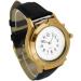 QIATKWH English A Quartz Touch & Speak Watch - Gold Alloy Case & Black Leather Strap | International Shipping Available - Buy Online on GoSupps.com