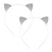 2 Pcs Cat Ears Headband Halloween Rhinestone Kitty Hair Hoops Crystal Cat Kitten Ears Headpiece Hairband Hair Bands Women Christmas Party Decoration Cosplay Costume Handmade Cute Hair Accessories