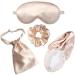 Silky Satin Eye Mask Set of 4 with Headband & Scrunchies - Perfect Travel Eye Covers - Pink - Sleep Comfort for Women - Buy Online on GoSupps.com