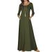 Jacansi Women's 3/4 Long Sleeve Maxi Dresses Casual Boat Neck Dress with Pockets XXL Green