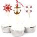 SWOOMEY 24pcs Nautical Cupcake Toppers Top Hat Nautical Theme Party Picks Nautical Cupcake Picks Nautical Cake Topper Birthday Nautical Topper With Line Ocean - Buy Online on GoSupps.com