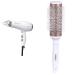 Double Ceramic 1875W Hair Dryer 1.7 pounds & Double Ceramic Thermal Round Blow Drying Brush For Women Men All Hair Types-Lengths (58778WC -4CT) White