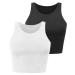 Yeawinta Workout Crop Tops for Women Cropped Racerback Halter Neck Shirts Sleeveless Yoga Tops Pack 2 Pack Black/White Medium
