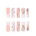 RikView French Tip Square Press-On Nails | Long Glossy White Nails with 3D Flowers | 24 PCS Stick-On Fake Nails - Buy Online on GoSupps.com