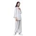 KSUA Women Tai Chi Uniform Cotton Kung Fu Uniform Chinese Style Zen Meditation Casual Long Sleeve Morning Excerises Outfit US XS/ Tag S White
