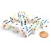 Set of 10 Six Sided D6 16mm Standard Dice White with Multi-Color Pips