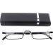Men's Half Frame Reading Glasses Set with Case - 1.75x Magnification (Black) - 2 PCS in Pouch - Buy Online on GoSupps.com