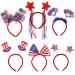 6 Pcs Patriotic Head Boppers 4th of July Headbands with Stars Uncle Sam Hat Balloons Flags for Fourth of July Party Favors Costume Accessories and Decorations