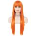 Orange Long Straight Wigs for Women | 28 Inch Synthetic Hair Wig with Bangs for Cosplay & Daily Use - Buy Online on GoSupps.com