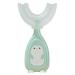 Kids U-Shaped Toothbrush Food Grade Soft Silicone Brush Head Manual Training 360 Effective Deep Cleaning Oral Teeth Cleaning Design for Toddlers and Children Green-Small