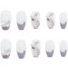BloomingBoom False Nail Coffin 24 Pcs 12 Size Fake Nails Full Cover Long Fake Nail Faux Ongle Press on Salon Pre Design Ballerina French Style Smile Purple White Pearl - Buy Online on GoSupps.com