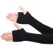 Lzymsz UV sleeves gloves 1PC long poor sleeves Hand cover anti-UV protective glove breathable arm cooler sports sun protection armstulp for cycling basketball hiking run black