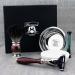 4-piece shaving set for men: pure roof hair brush 3-edge razor & stainless steel rasi shell & soap.Free aluminum stick vintage style ready for use