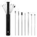 MACIMO 7Pcs/Set Steel Earpick Wax Remover Piercing Kit Ear Wax Pickers Earwax Curette Spoon Care Ear Clean Toolear Cleaner (Color : Black)