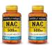 MASON NATURAL NAC N-Acetyl L-Cysteine 500 mg - Supports Cellular Health Immune System Booster for General Wellness 60 Capsules (Pack of 2) 60 Count (Pack of 2)