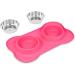 Qianhui Dulovmi Pet Dog Bowls - 2 Stainless Steel Bowls with Non-Skid Mat & Food Scoop | Pink/Blue/Gray/Green - 14.3x8.2x3.9 - Buy Online on GoSupps.com