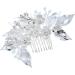DOITOOL Silver Headpiece Bridal Flower Side Comb Hairdressing Side Comb Crystals Decor Bridal Comb French Side Combs Combs Decorative Festival Bride Wedding - Buy Online on GoSupps.com