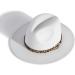 HUDANHUWEI Women's Wide Brim Felt Fedora Panama Hat - White | Leopard Belt Buckle - Buy Online on GoSupps.com