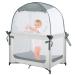 L RUNNZER Baby Pack N Play Tent, Baby Crib Safety Tent to Keep Baby from Climbing Out, Baby Crib Canopy for Pack N Play, Mini Cribs & Playpens, Pop Up Design & See-Through Mesh Gray Pack N Play Tent