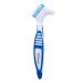 Wellsamed denture toothbrush denture brush for third teeth (1 piece blue) 1 piece (1 pack) blue