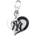 NY Yankees Baseball Heart Team Charm - 7/8 - Add to Pet Zipper Pull, Collar, Leash, Harness - Buy Online on GoSupps.com
