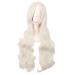 MapofBeauty 32 inch/80 cm Fashion Long Curly Hair Anime Costume Side Bangs Cosplay Wig (Platinum Gold) Platinum Blonde