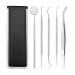 Voarge tooth cleaning set dental tooth cleaning set dental care tooth care tartar remover 5-part with case professional antibacterial stainless steel-dental hygiene kit set