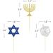24Pcs Hanukkah Cupcake Toppers Candlestick Hexagram Decorations for Hanukkah Party Decoration Supplies - Buy Online on GoSupps.com