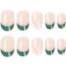 Justotry 24 Pcs Almond Short Dark Green French Press on False Nails | Nude Fake Nails with Nail Glue for Women | Oval Medium Stick on Nails for Nail Art - Buy Online on GoSupps.com