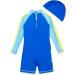 BONVERANO Baby Boys Swimsuit | Long-Sleeve UPF 50+ Sun Protection | Blue | 18-24 Months - Buy Online on GoSupps.com