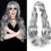 YEESHEDO 32 80cm Long Wavy Curly Hair Cosplay Wig with Bangs - Grey | Heat Resistant Synthetic Wig for Women, Girls | Party Costume Anime Halloween - Buy Online on GoSupps.com