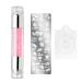 Fantexy Double Sided Nail Art Stamper,Clear And White Diamond Nail Double Stamper With 1 Nail Art Stamping Plate and 1 Scraper,No Misplacement for Manicure Tools DIY Nail Art Designs (Pink)