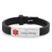 Custom Adjustable Silicon Medical Alert Food Allergy Awareness Bracelet for Women Men Kids Free Engraving Daily Life Emergency Saver for Son Daughter Parents