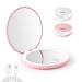 HEYISSU LED Compact Mirror  Travel Mirror with Magnification 10X Magnifying Travel Makeup Mirror with Light 3.5 inch Pocket Purse Handbag Mirror (Pink)