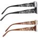 Buy 2 Pairs Rectangular Bifocal Reading Glasses for Women Designer Laser Flower Frame with Spring Hinge | Black & Brown 2.0x - Buy Online on GoSupps.com