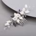 Chargances Wedding White Flower Hair Comb Bridal Rhinestone Leaf Crystal Hair Side Comb Purple Handmade Headpiece Hair Accessories for Women and Girls (Purple)