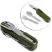 7-in-1 Stainless Steel Camping Utensil Set - Folding Tableware for Backpacking, Picnics, and Camping - Includes Fork, Knife, Spoon, Bottle Opener - Green - Buy Online on GoSupps.com