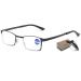 Lanomi vintage metal foldable reading glasses foldable blue light filter reading aid visual aid uv400 protection rectangular computer glasses with case black 1.0 x