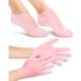 BLATOWN 2 Pairs Silicone Moisturizing Glove Socks Set Anti Slip Soft Spa Gel Socks Softening Feet Dry Cracked Skin Women Spa Pedicure Socks for Foot Hand Softening Foot Care After Pedicure (Pink)