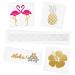 BEACH QUEEN VARIETY SET Flash Tattoos set of 25 assorted tropical inspired premium waterproof metallic gold & silver jewelry temporary foil party tattoos - Party Supplies  luau  tropical  flamingo