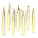 LUKEO False Eyelashes Special Tweezers Beauty Eyelashes Beauty Tools Tweezers Set Combination Eyelash Tweezers 7PCS D