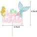 Mermaid Cake Topper Happy Birthday Cake Picks Glitter Shell Cupcake Topper Mermaid Cake Decoration for Mermaid Baby Shower Birthday Party Supplies - Buy Online on GoSupps.com
