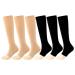 Asudaro medium-high compression stockings 6 pairs compression stockings women fashion knitted leg warmers Stocking socks long nylon support stockings for outdoor activities running skin color exposed finger + black exposed finger L-XL