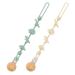 CLdy silicone pacifier chain 2 pieces of dinosaur pattern strap pacifier clip chain pacifier chain boys and girls high robustness soft flexible green/naked pink dinosaur pattern 02